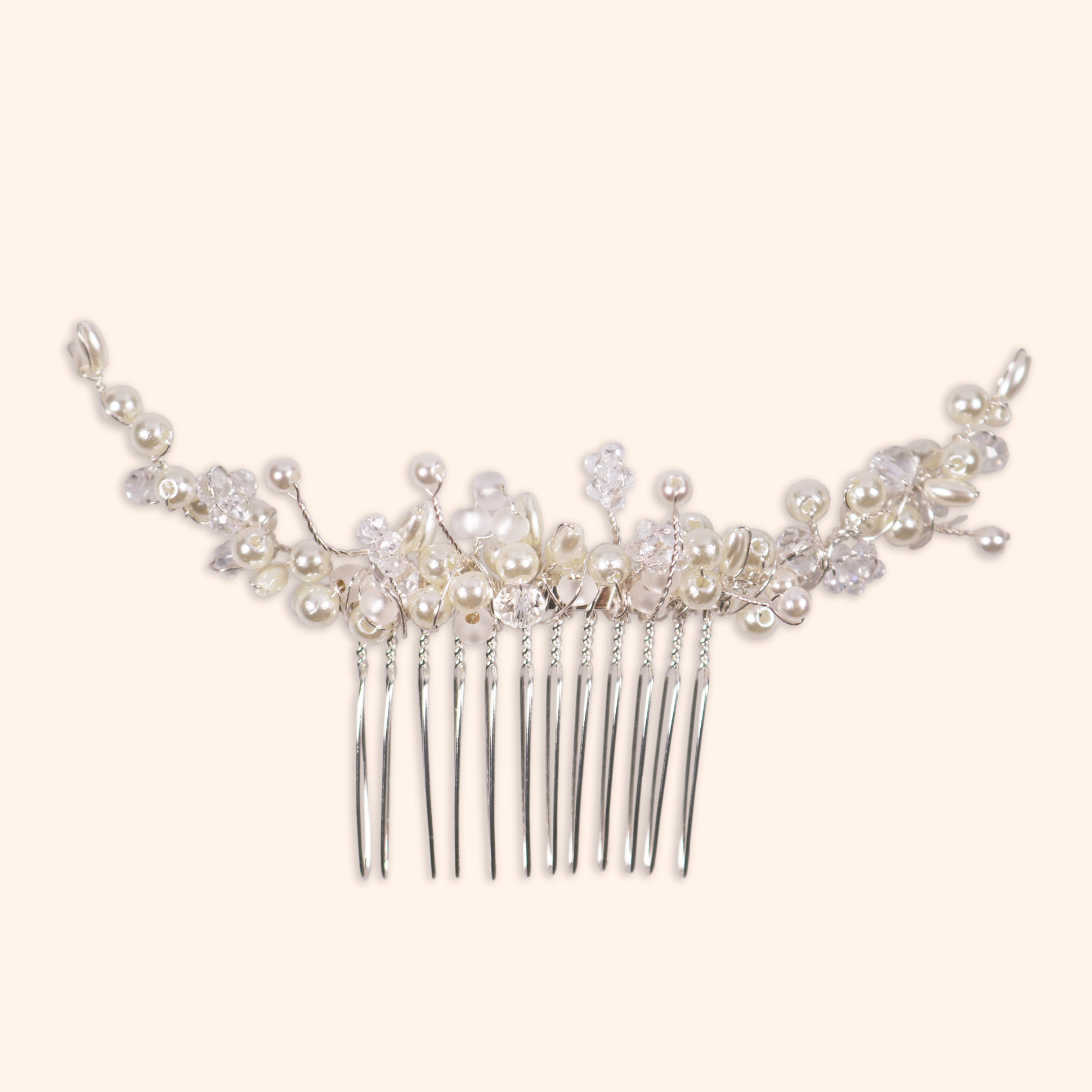 Haarkamm Perlenliebe rohweiss klassischer Haarschmuck