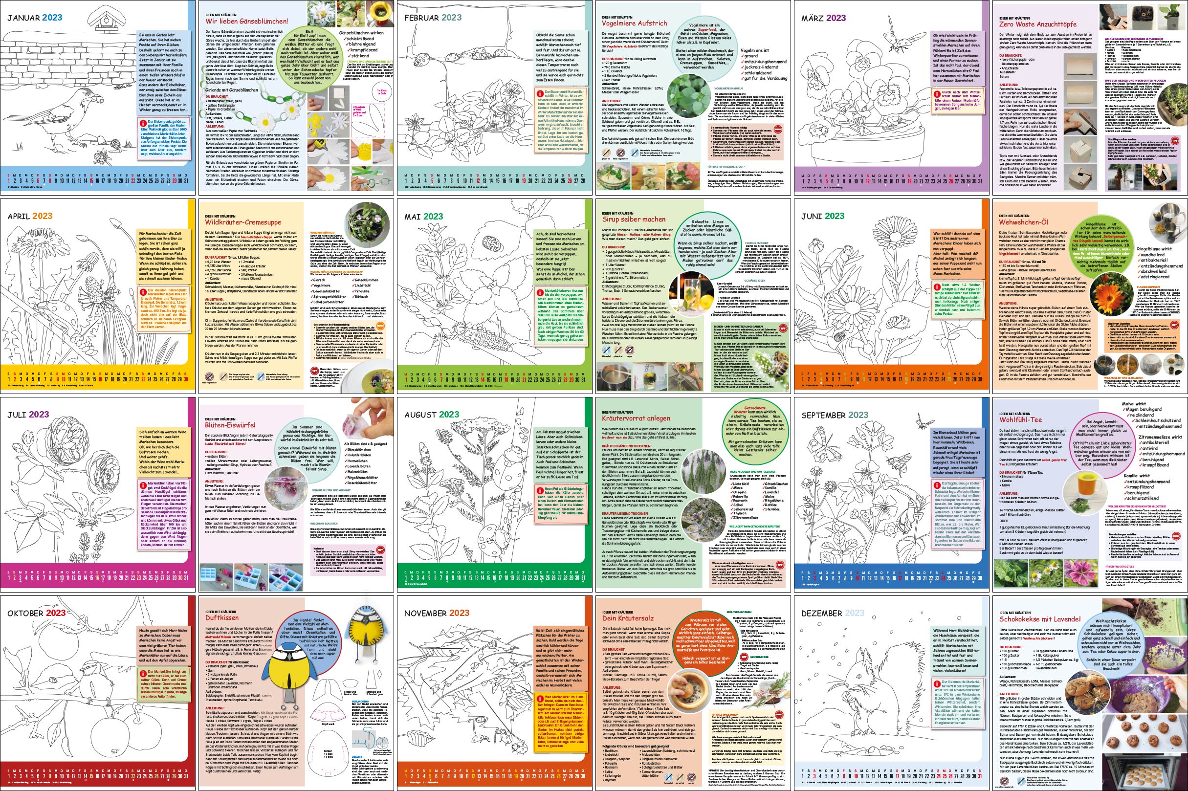 Inizio Ausmal-Wandkalender Mariechen