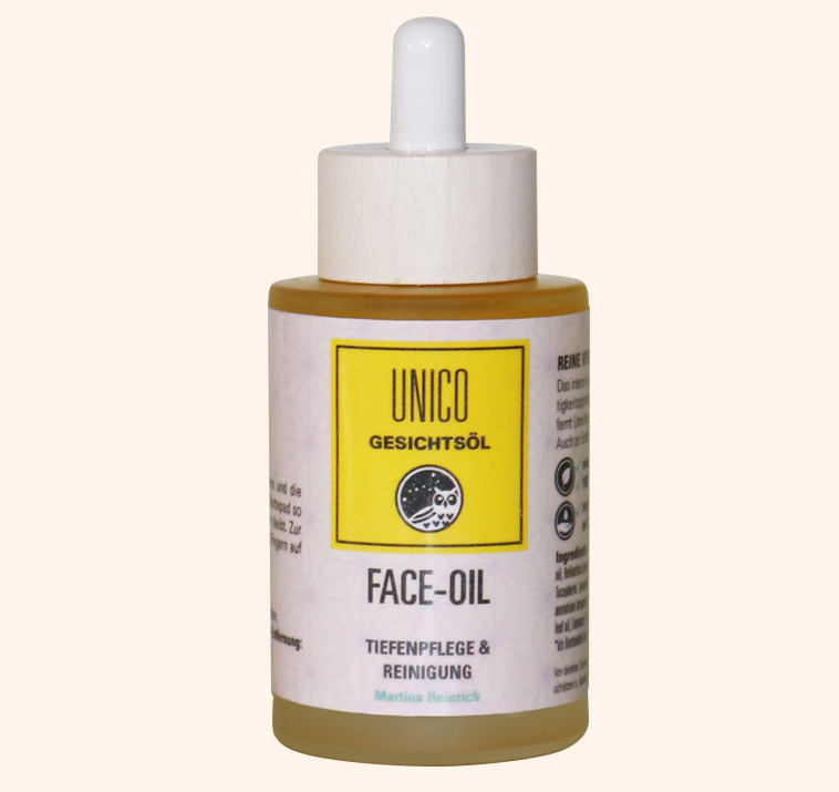 Natürliches Gesichtsöl Unico für reine, gesunde Gesichtshaut.