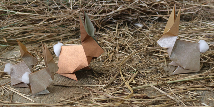 Origami Hase falten Anleitung deutsch