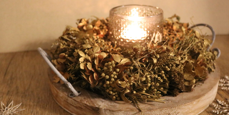 Trockenkranz vergolden Weihnachtsdeko