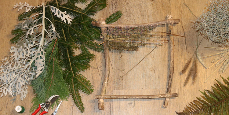 Weben mit Gräsern Wanddekoration Weihnachtsdeko Naturmaterialien