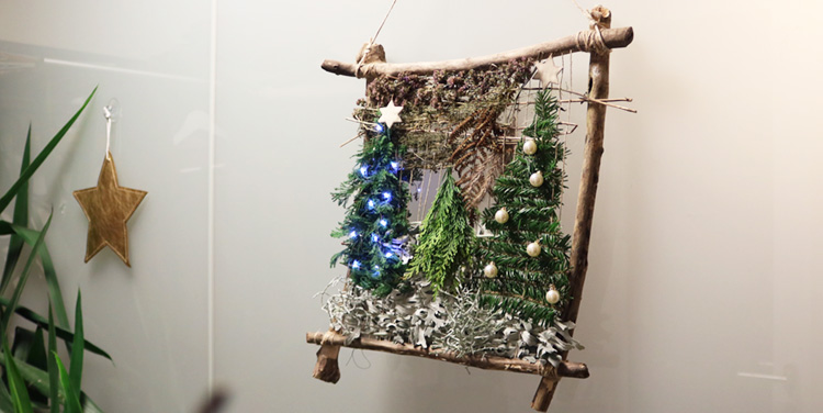 Weben mit Naturmaterialien – schöne Weihnachtsdekoration eigenen Webrahmen basteln DIY Weben mit Naturmaterialien