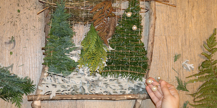 Weben mit Naturmaterialien – schöne Weihnachtsdekoration eigenen Webrahmen basteln DIY Weben mit Naturmaterialien