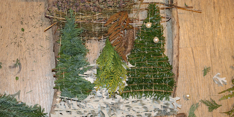 Weben mit Gräsern Wanddekoration Weihnachtsdeko Naturmaterialien