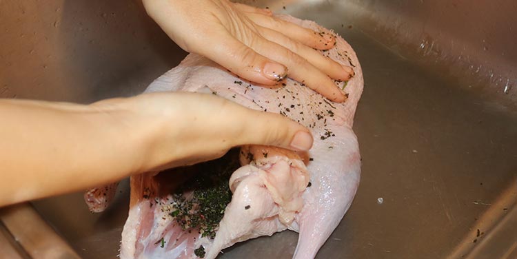 Ente innen einreiben. Ente innen einreiben