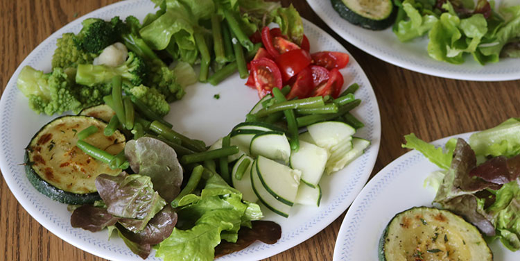 Gemischer Salat mit Huhn und Reis